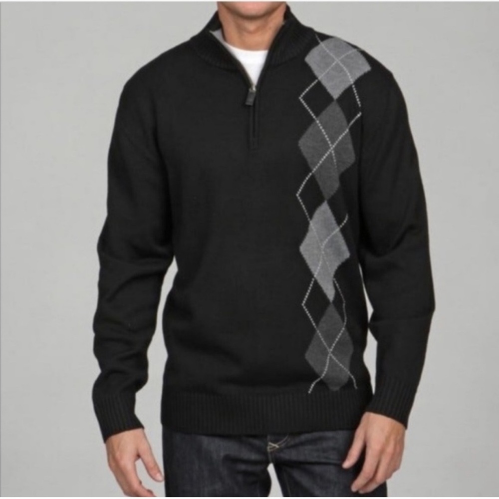 Oscar De La Renta | Men’s Argyle Quarter Zip Sweater Size Large